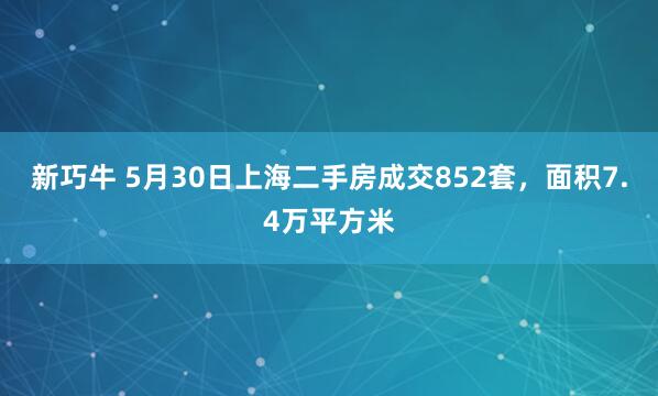 新巧牛 5月30日上海二手房成交852套，面积7.4万平方米